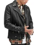 Men's Berlin Black Leather Moto Jacket