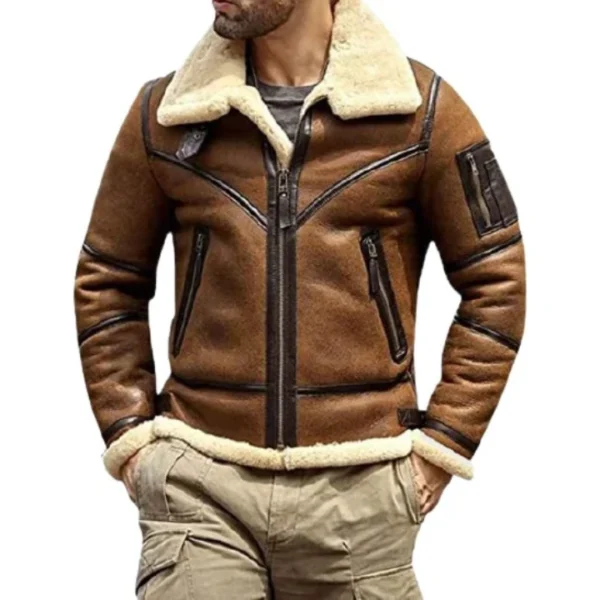 Men’s Aviator B3 Flight Lambskin Leather Shearling Jacket