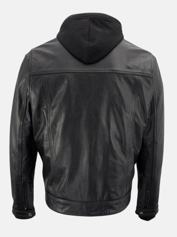 Mens Black Hooded Leather Jacket