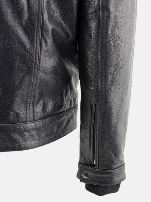 Mens Black Hooded Leather Jacket