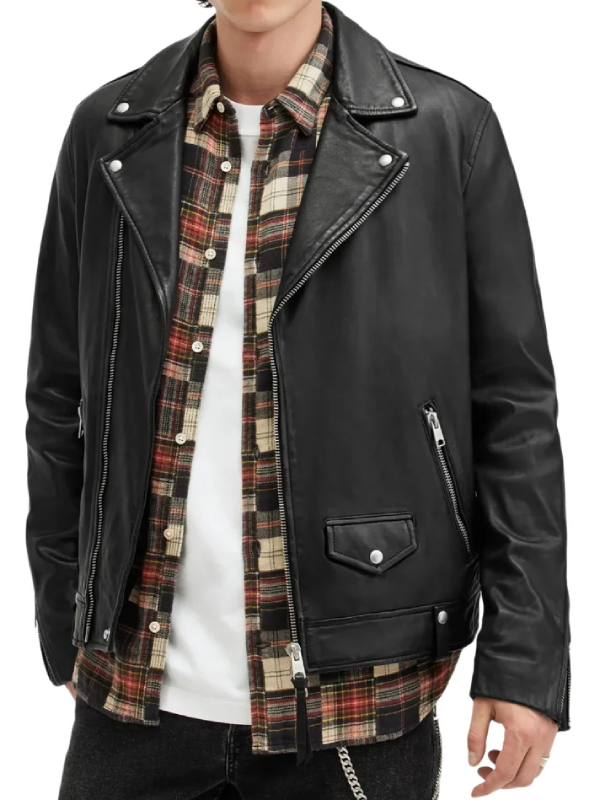 Men's Berlin Black Leather Moto Jacket