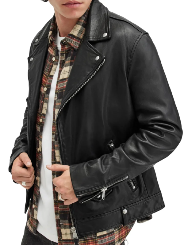 Men's Berlin Black Leather Moto Jacket