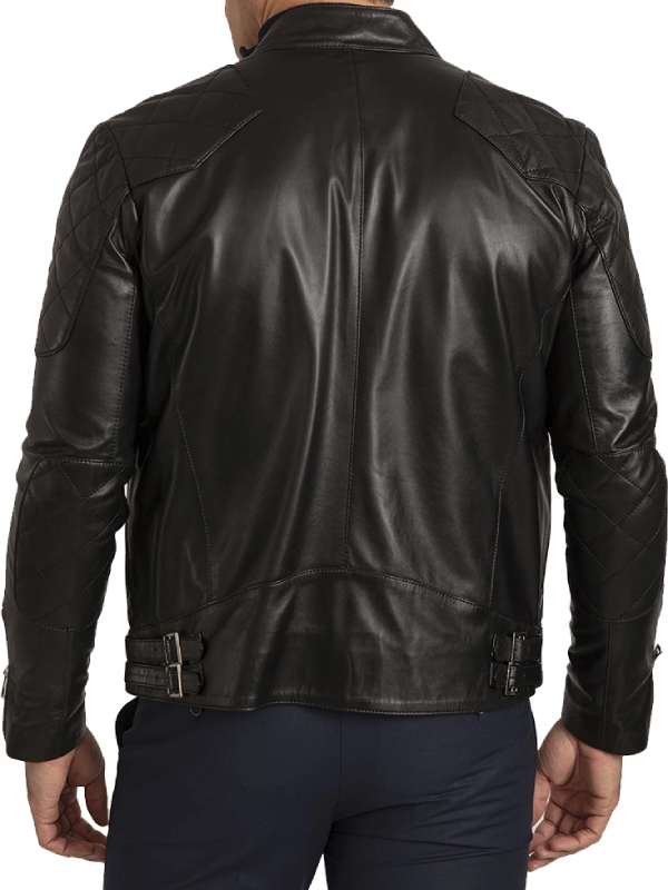 Men's Black Leather Biker Jacket