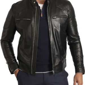 Men's Black Leather Biker Jacket