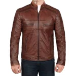 Men Brown Distressed Biker Jacket