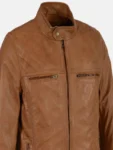 Men’s Cafe Racer Brown Leather Biker Jacket