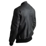 Casual Black Leather Bomber Jacket