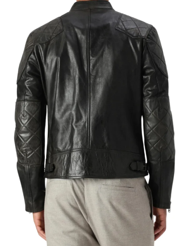 David Quilted Black Leather Jacket