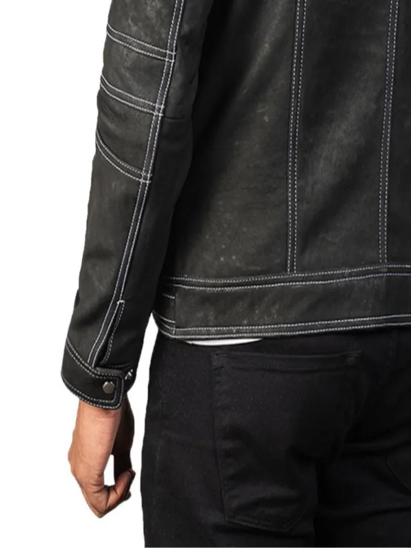 Men's Black Biker Distressed Leather Jacket