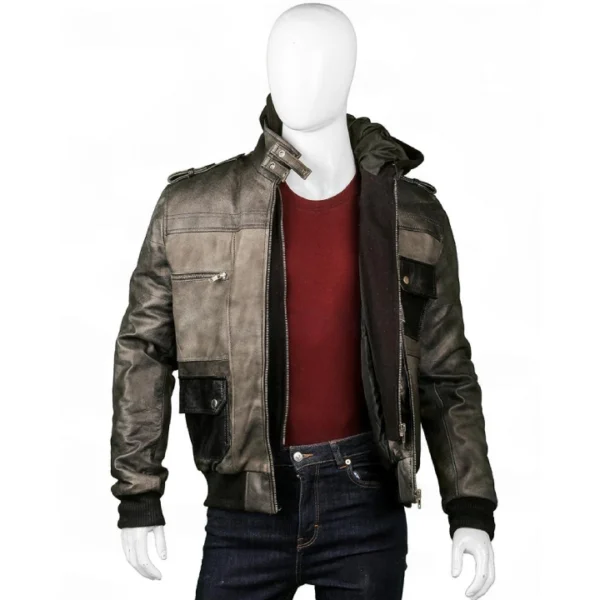 Mens Grey Leather Jacket