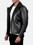 Men's Aviator Leather Black Biker Jacket