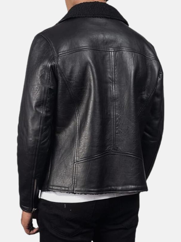 Men's Aviator Leather Black Biker Jacket