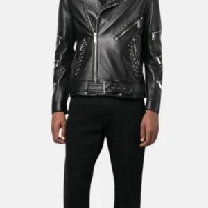 Leather Studded Jacket Mens