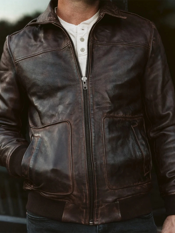 Men's A2 Aviator Cockpit Brown Bomber Leather Jacket