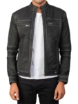 Men's Black Biker Distressed Leather Jacket