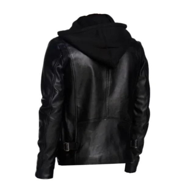 Men Black Detachable Hooded Jacket