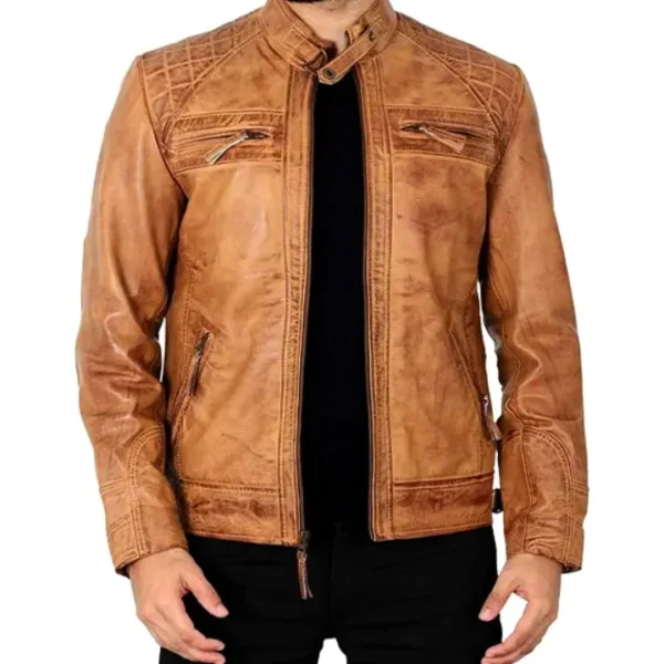 Mens Camel Brown Leather Jacket