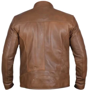 Men Camel Dodge Biker Jacket Back