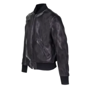 Men Casual Black Bomber Jacket Side