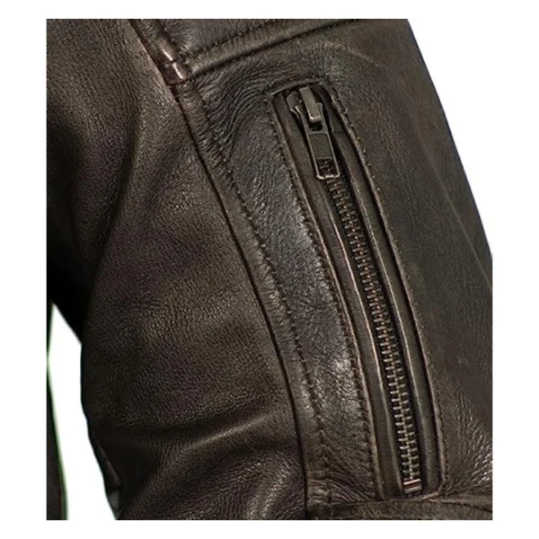 Mens Distressed Brown Cafe Racer Jacket