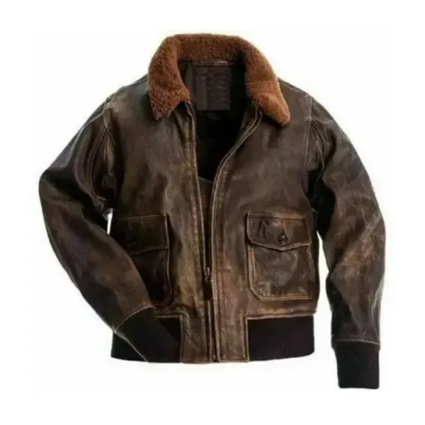 Men Distressed Flight Bomber Jacket