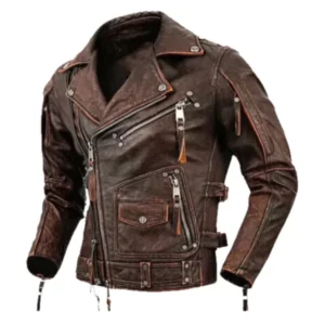 Men Genuine Cowhide Motorcycle Jacket