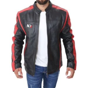 Men N7 Mass Effect 3 Biker Jacket Front