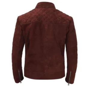 Men Suede Leather Quilted Jacket Back