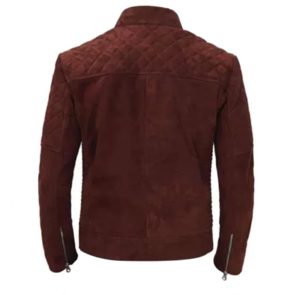 Men Suede Leather Quilted Jacket