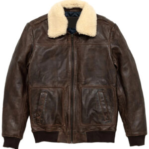 Men's A2 Aviator Cockpit Brown Bomber Leather Jacket Front