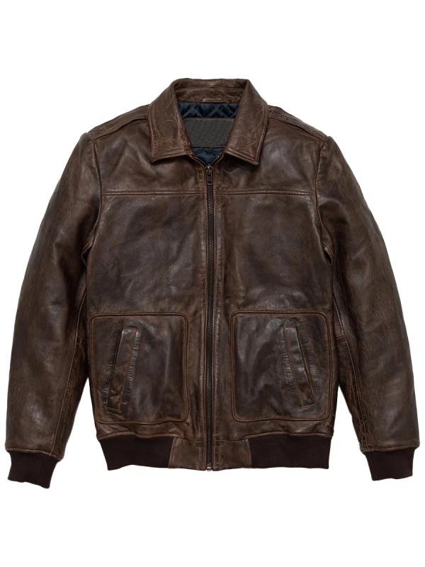 Men's A2 Aviator Cockpit Brown Bomber Leather Jacket