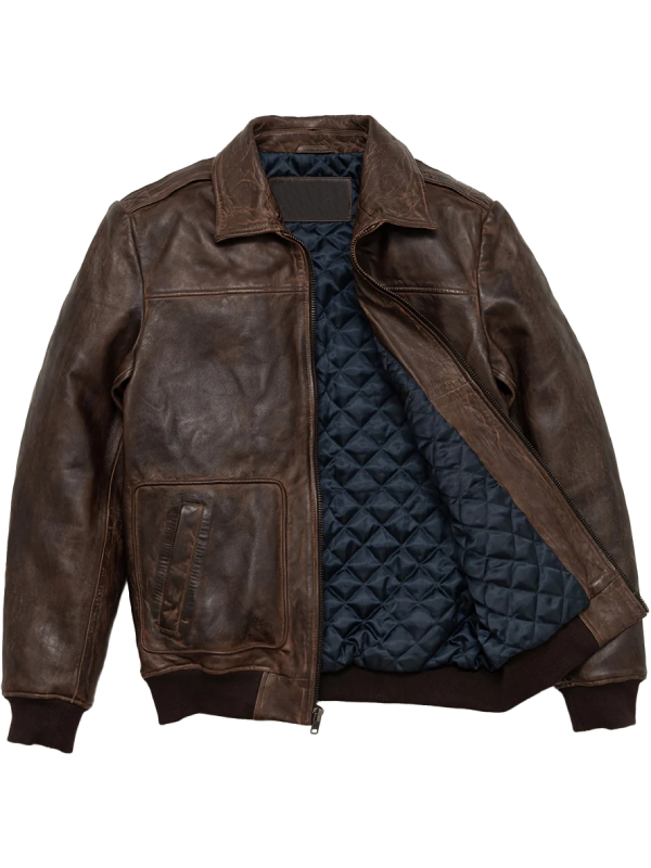 Men's A2 Aviator Cockpit Brown Bomber Leather Jacket