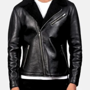 Men's Aviator Leather Black Biker Jacket