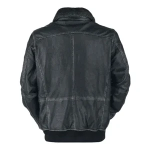 Mens Bike Racer Black Leather Jacket Back