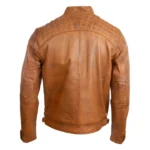 Mens Tan Biker Leather Jacket