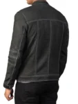 Men's Black Biker Distressed Leather Jacket