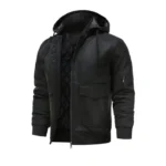 Men's Black Bomber Hooded Jacket