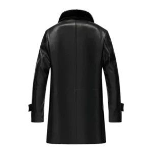 Mens Black Leather Coat Back