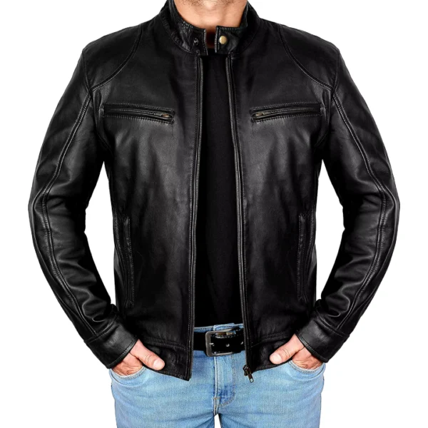 Mens Black Motorcycle Jacket