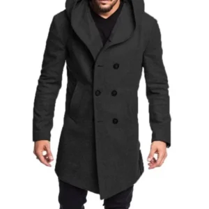 Men's Black Wool Coat