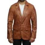 Men's Brown Leather Blazer