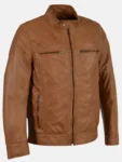 Men’s Cafe Racer Brown Leather Biker Jacket