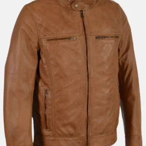 Men’s Cafe Racer Brown Leather Biker Jacket