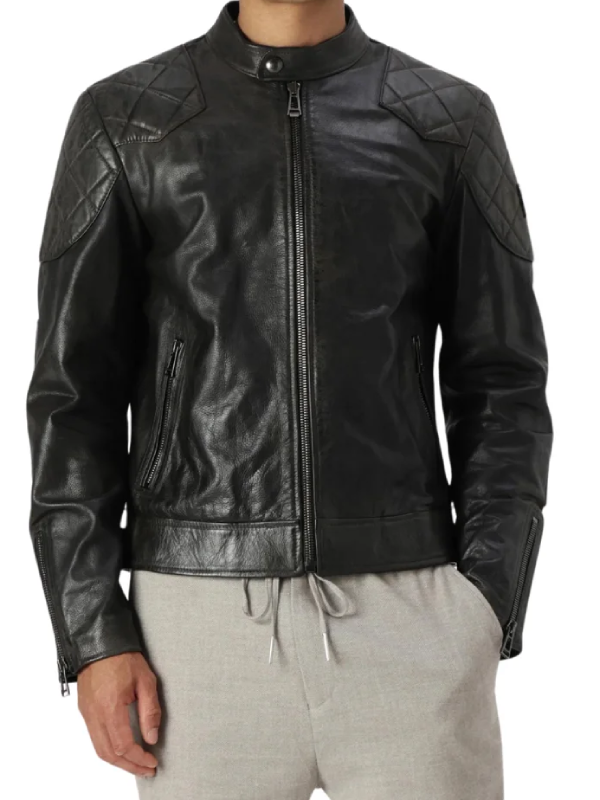 David Quilted Black Leather Jacket