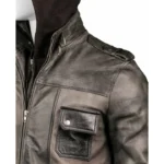 Mens Grey Leather Jacket