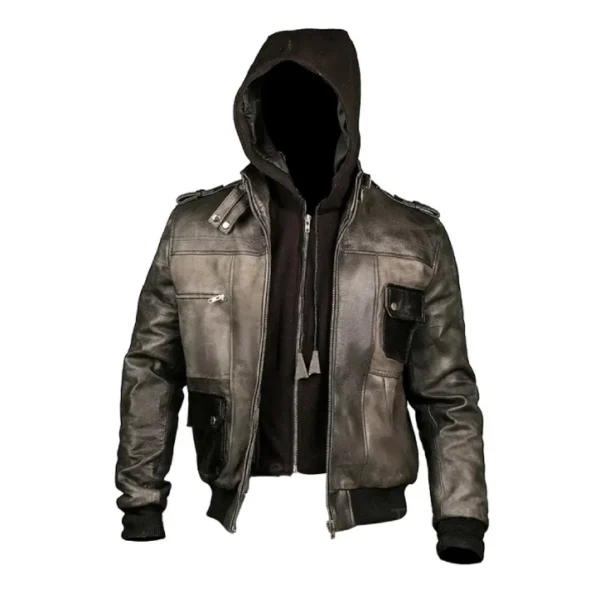 Mens Grey Leather Jacket