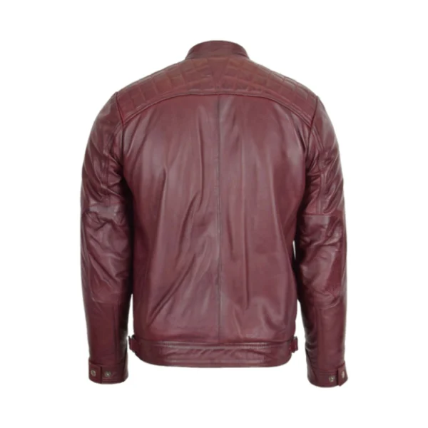 Mens Maroon Lambskin Leather Jacket