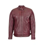 Mens Maroon Lambskin Leather Jacket