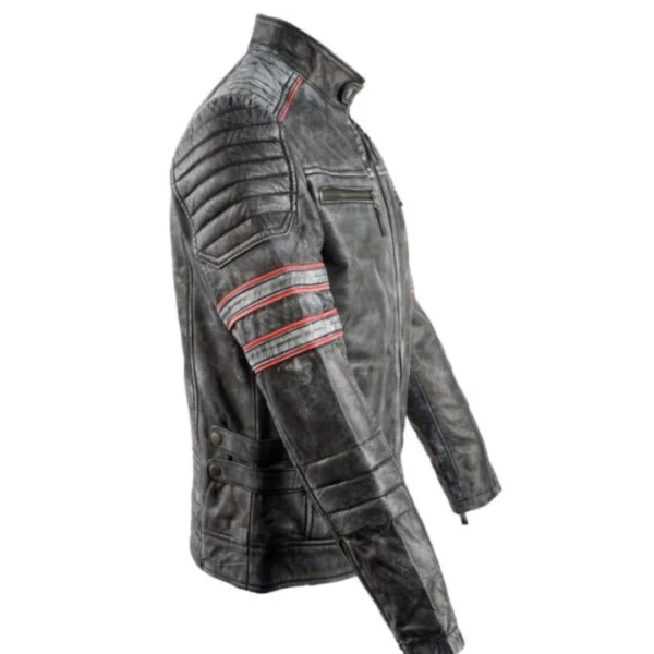 Mens Motorcycle Retro Biker Leather Jacket