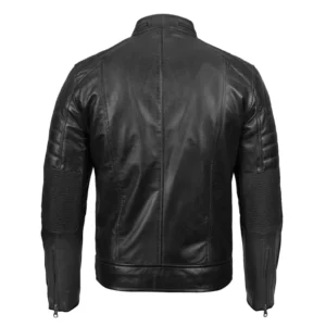 Men's Padded Black Leather Jacket